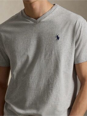 Polo by Ralph Lauren Light Gray V-Neck Tee with Navy Pony